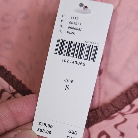 Maeve Lace Bow Print V-Neck Top, Size S, NWT - Picture 6 of 8